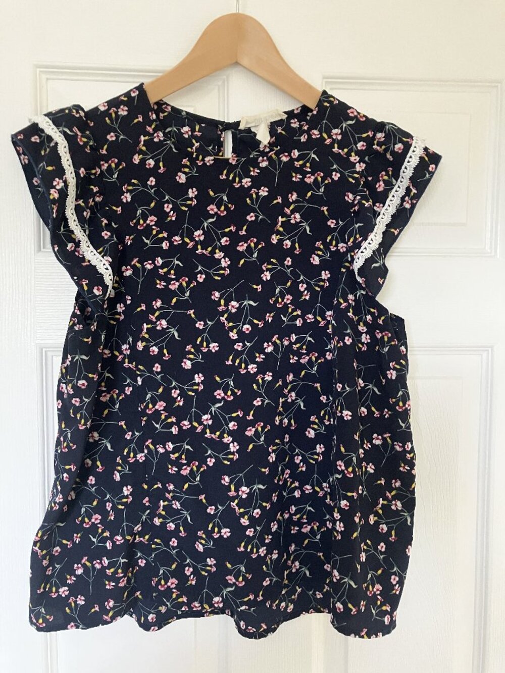 Navy Blue Flower Blouse